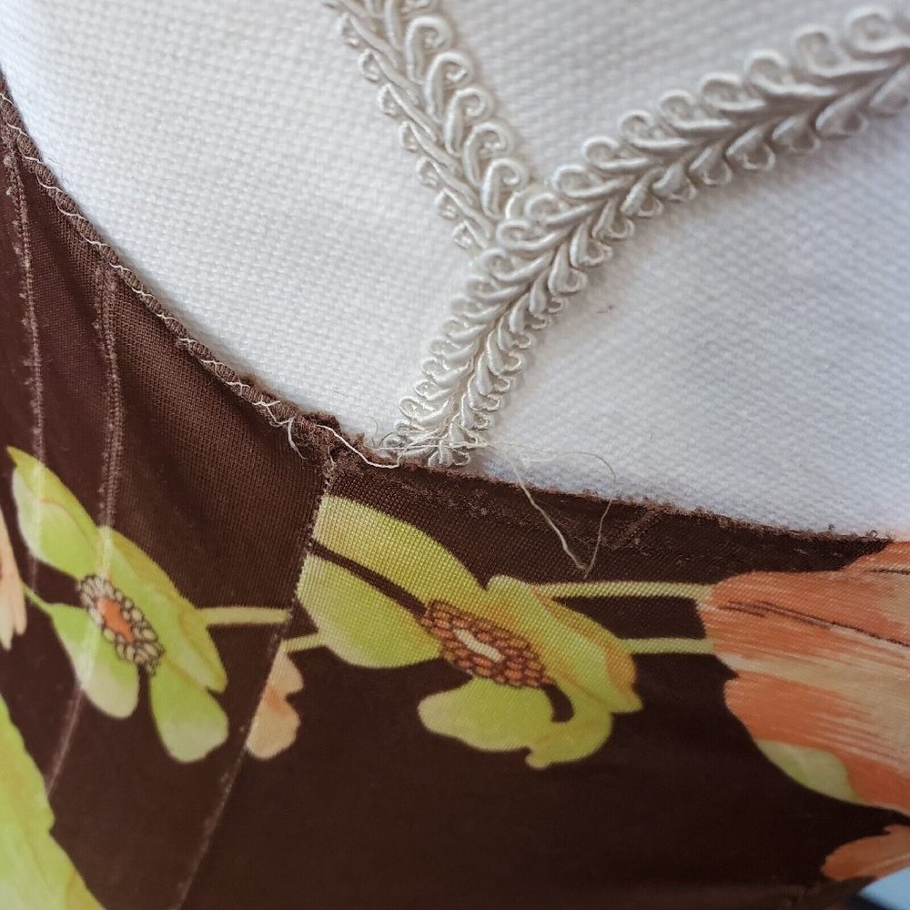 VTG Long Slip Babydoll Dress Brown 2 Pc Robe Set Peach Sz S Loungewear 70s Nylon - Picture 15 of 16